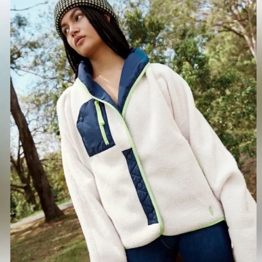 FP Movement Cream and Navy Fleece Jacket
